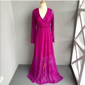 Fuchsia Lace Maternity Stretchy Dress Size XL